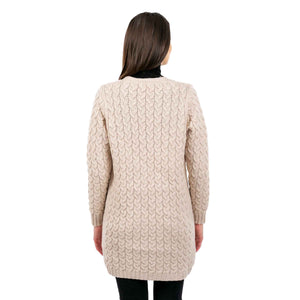 Women's Aran Knit Icon Cardigan Coat, Parsnip - Creative Irish Gifts