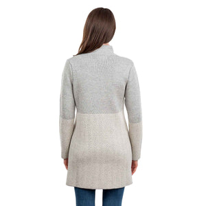 Women's Aran Knit Herringbone Coat, Grey - Creative Irish Gifts