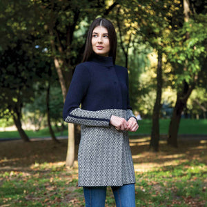 Women's Aran Knit Herringbone Coat, Navy - Creative Irish Gifts