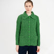 CG781-GRNSM Women's Aran Knit Button-Up Cardigan, Green Creative Irish Gifts.com