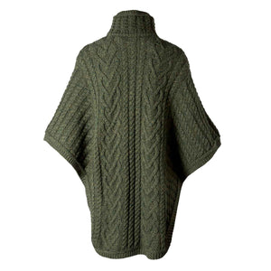 Women's Funnel Neck Poncho Jacket, Army Green - Creative Irish Gifts