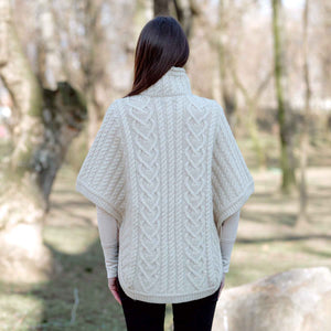 Women's Funnel Neck Poncho Jacket, Parsnip - Creative Irish Gifts