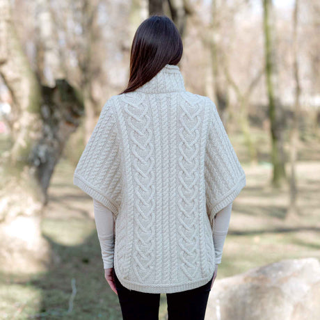 Women's Funnel Neck Poncho Jacket, Parsnip - Creative Irish Gifts