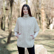 Women's Funnel Neck Poncho Jacket, Parsnip - Creative Irish Gifts