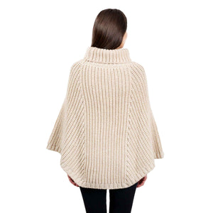 Women's Cable Knit Poncho, Parsnip - Creative Irish Gifts
