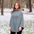 Women's Cable Knit Poncho, Skylight - Creative Irish Gifts