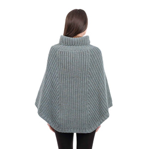 Women's Cable Knit Poncho, Skylight - Creative Irish Gifts