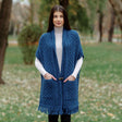 Women's Cable Pattern Pocket Shawl, Marl Blue - Creative Irish Gifts