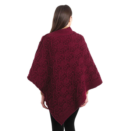 Women's Poncho with Buttons, Wine - Creative Irish Gifts