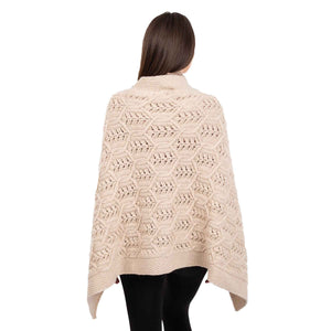 Women's Poncho with Buttons, Parsnip - Creative Irish Gifts