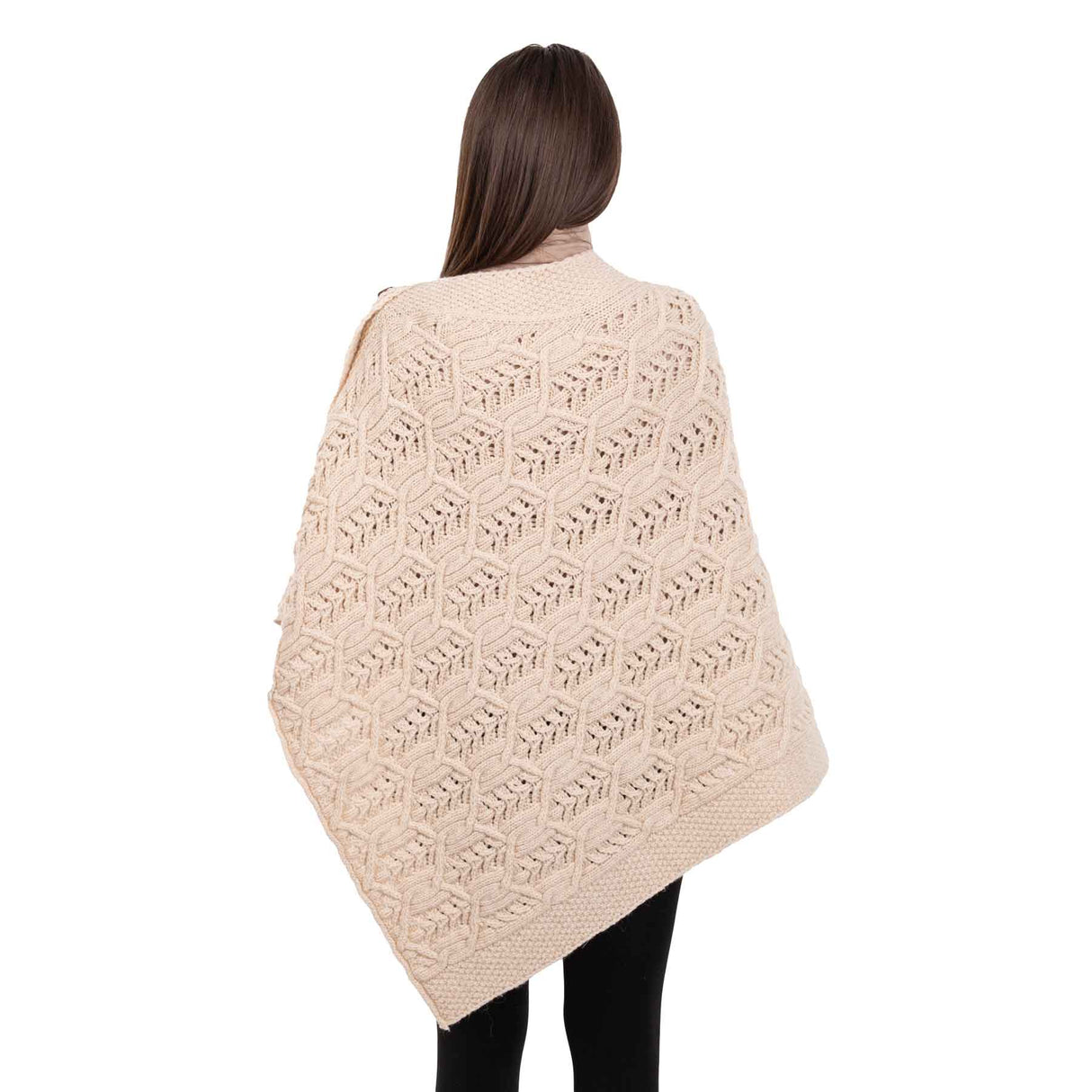 Women's Poncho with Buttons, Parsnip - Creative Irish Gifts