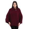 Women's Cowl Neck Zipper Poncho, Wine - Creative Irish Gifts
