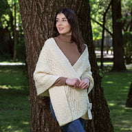 Women's Classic Cable Wool Wrap, Natural - Creative Irish Gifts