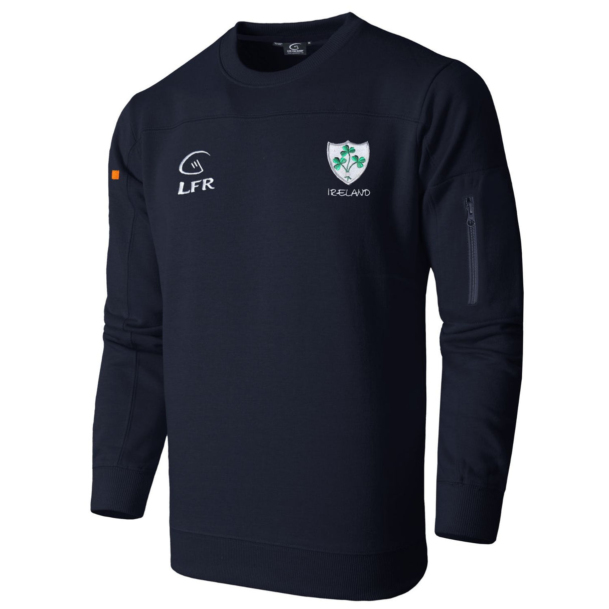CG901-NVYMD Embroidered Men's Live for Rugby Irish Sweatshirt Side View Creative Irish Gifts.com