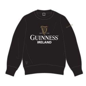 CG903-BLKMD Men's Raglan Sleeve Guinness Ireland Sweatshirt Front View Creative Irish Gifts.com