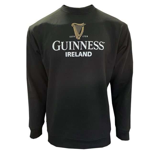 CG903-BLKMD Men's Raglan Sleeve Guinness Ireland Sweatshirt Front View Creative Irish Gifts.com