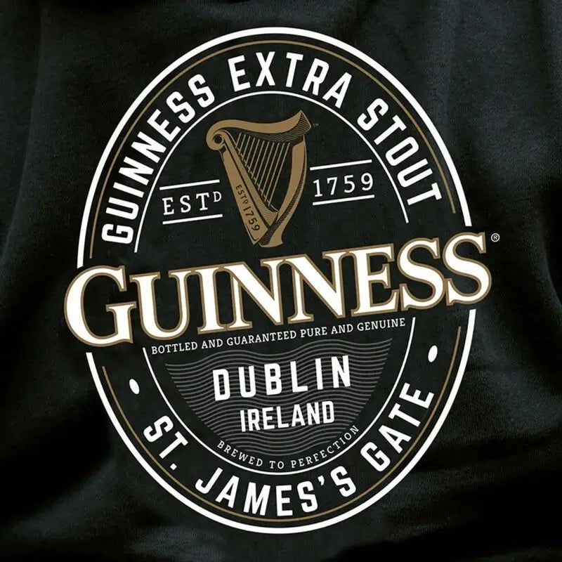 CG915-BLK Guinness Merchandise St. James Gate Hoodie Black Creative Irish Gifts