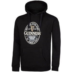 CG915-BLKSM Guinness Merchandise St. James Gate Hoodie, Black Front View Creative Irish Gifts.com