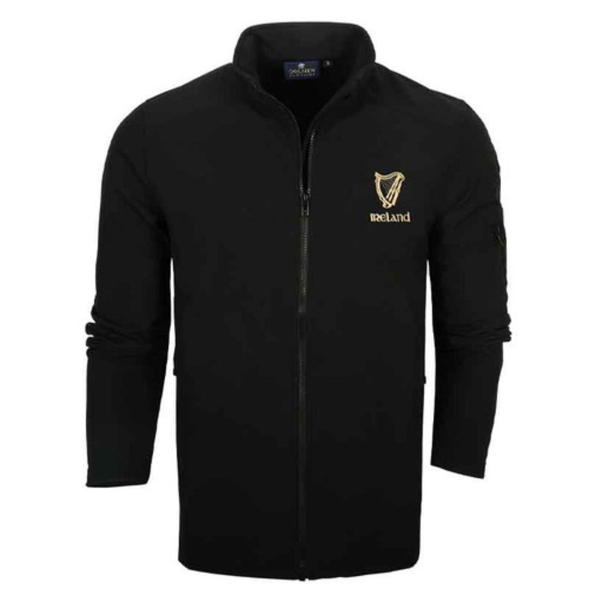 CG925-BLKMD Embroidered Ireland Harp Full Zip Sweatshirt, Black Creative Irish Gifts.com