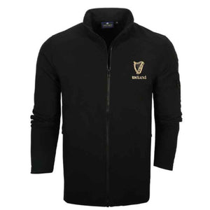 CG925-BLKMD Embroidered Ireland Harp Full Zip Sweatshirt, Black Creative Irish Gifts.com