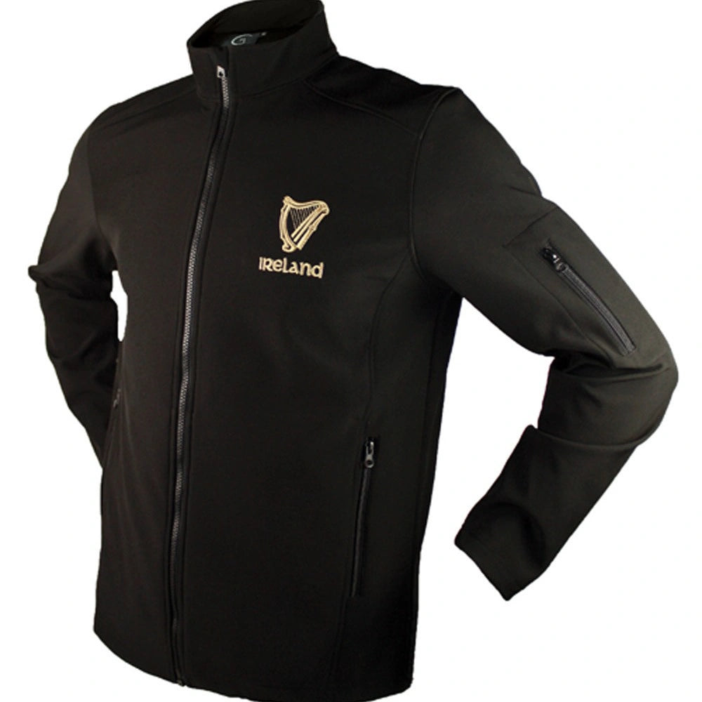 CG925-BLKMD Embroidered Ireland Harp Full Zip Sweatshirt, Black Creative Irish Gifts.com