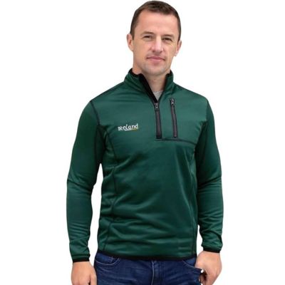 CG942-GRNMD Men's Half Zip Irish Vintage Style Sweatshirt, Green Creative Irish Gifts.com