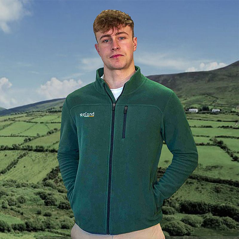Men's Irish Retro Sports Zip Sweatshirt, Bottle Green - Creative Irish Gifts
