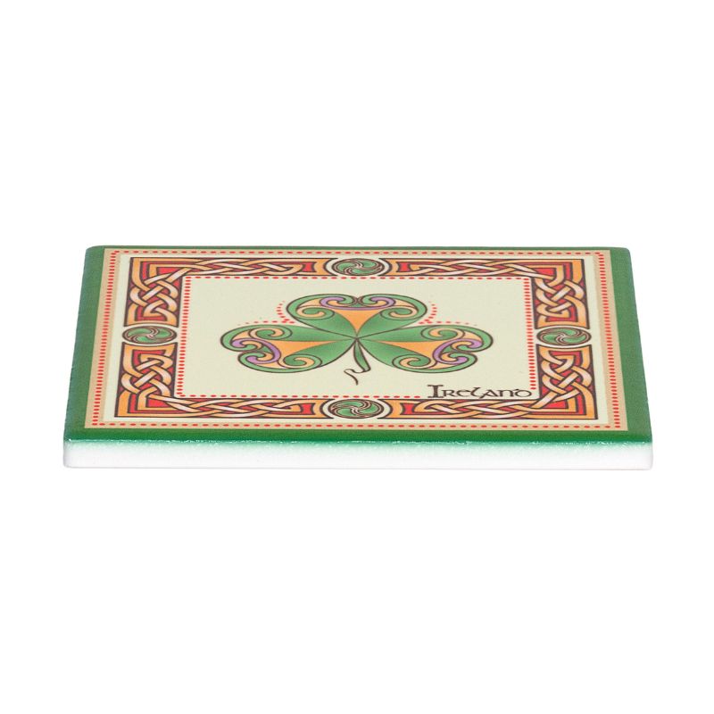 CL-109- Cork Backed Ceramic Irish Coaster, Shamrock studio Creative Irish Gifts
