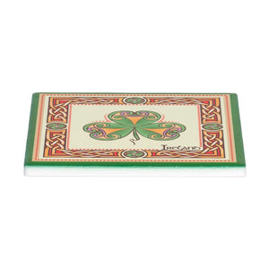 CL-109- Cork Backed Ceramic Irish Coaster, Shamrock studio Creative Irish Gifts
