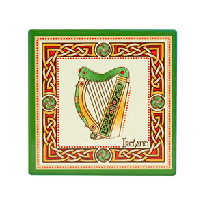 CL-109- Cork Backed Ceramic Irish Coaster, Harp Creative Irish Gifts
