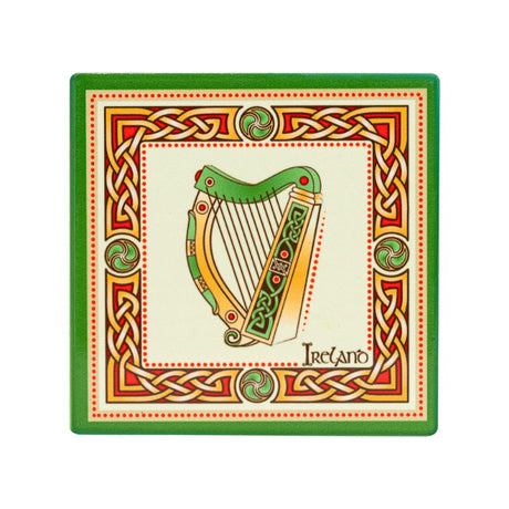 CL-109- Cork Backed Ceramic Irish Coaster, Harp Creative Irish Gifts
