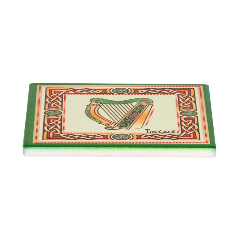 CL-109- Cork Backed Ceramic Irish Coaster, Harp studio Creative Irish Gifts
