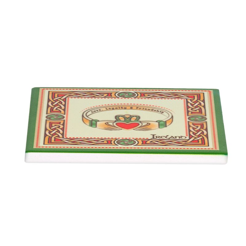 CL-109- Cork Backed Ceramic Irish Coaster, Claddagh studio Creative Irish Gifts
