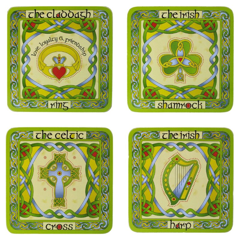  Colorful Bone China Mug with Irish Shamrock coasters Creative Irish Gifts
