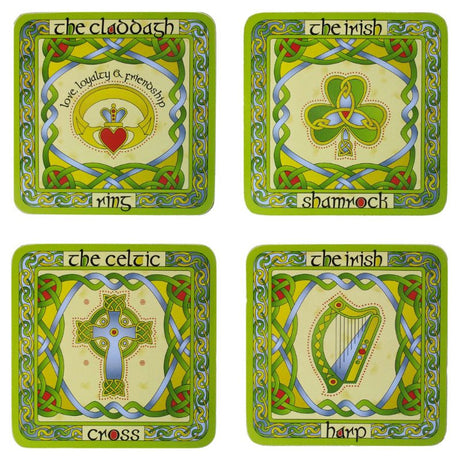  Colorful Bone China Mug with Irish Shamrock coasters Creative Irish Gifts