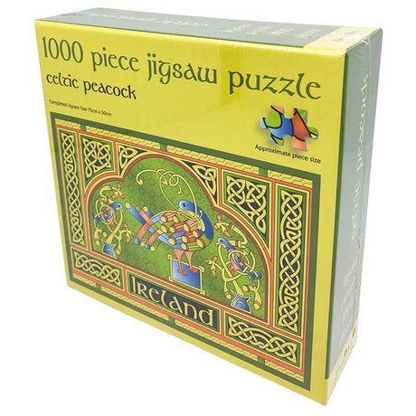 CL-79-453 1000 Piece Jigsaw Puzzle with Celtic Peacock Design Side Creative Irish gift