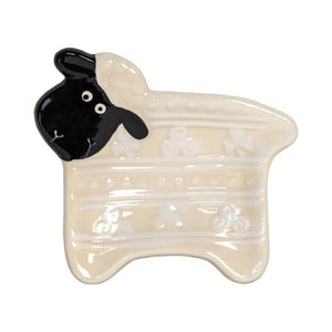 CL-97-Woolly Ware Handpainted Ceramic Irish Sheep Tea Bag Holder  Creative Irish Gifts
