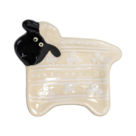 CL-97-Woolly Ware Handpainted Ceramic Irish Sheep Tea Bag Holder  Creative Irish Gifts
