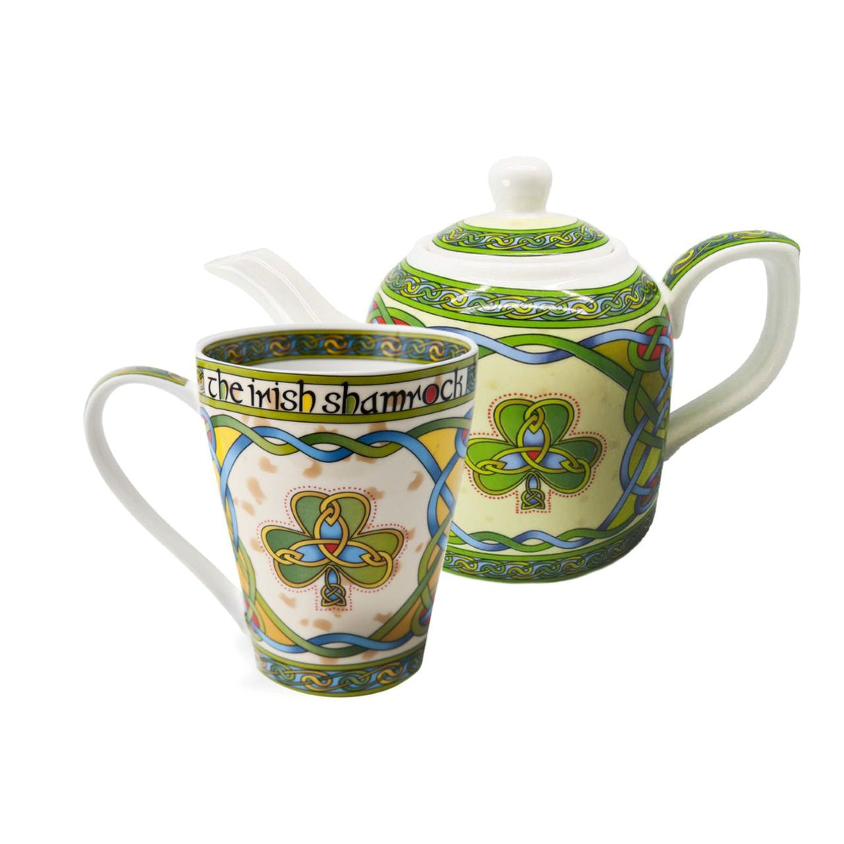 CL-TeaSet40 Irish Tea Set with Shamrock Design Mug & Teapot Creative Irish Gifts
