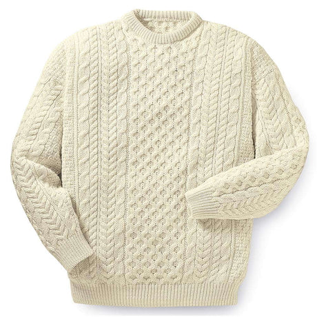 Classic Crew Neck Aran Sweater- Cream - Creative Irish Gifts