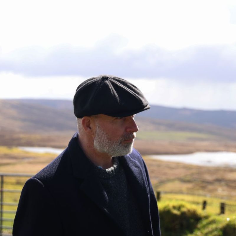 Irish Wool Tweed Newsboy Cap Black Creative Irish Gift