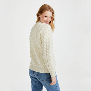 CR026 Classic Women's Aran Merino Wool Cardigan Side Creative Irish gift