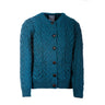 Classic Women's Aran Merino Wool Cardigan Teal Creative Irish Gift.com