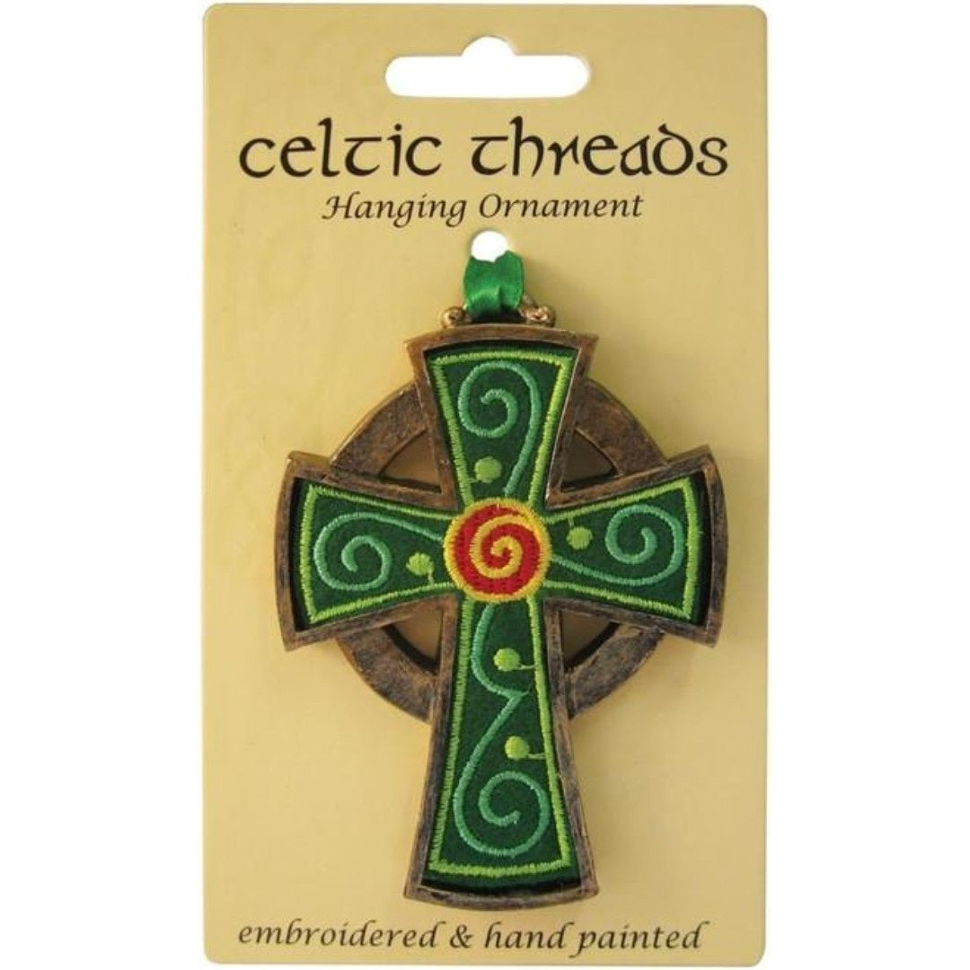 CS-0082-58 Hand Painted Embroidered Celtic Cross Hanging Ornament Creative Irish gift.com