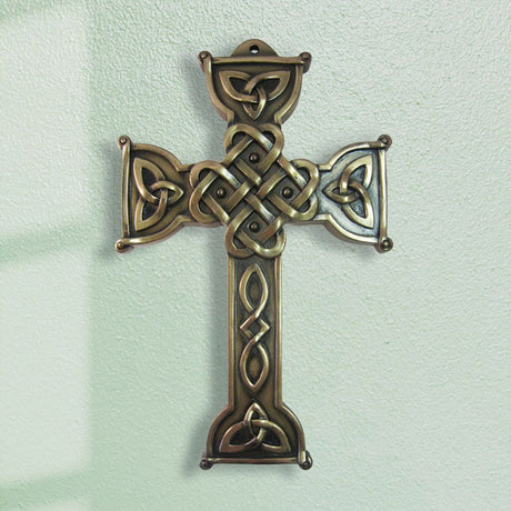 CS-0084-8 High Celtic Cross Wall Hanging in Bronze Creative Irish Gifts
