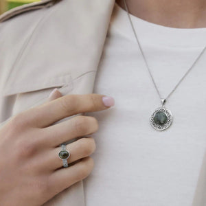 S46133 Connemara Marble Celtic Knot Necklace Lifestyle Creative Irish Gifts
