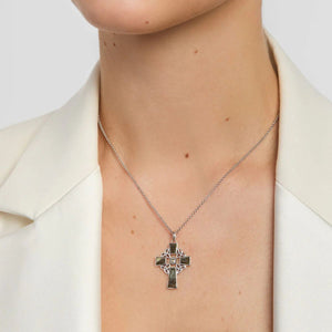 S44037 Connemara & Marcasite Celtic Cross Silver Pendant Lifestyle Creative Irish Gifts
