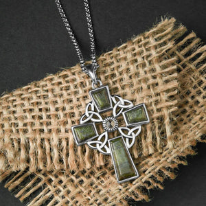 S44037 Connemara & Marcasite Celtic Cross Silver Pendant Creative Irish Gifts
