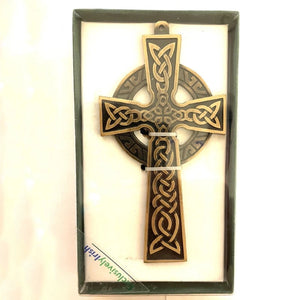 DG700 Irish Small Celtic Wall Cross, Antique Brass Box Creative Irish Gifts