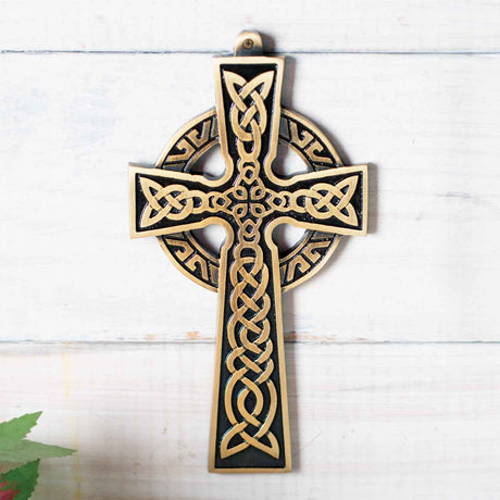DG700 Irish Small Celtic Wall Cross, Antique Brass Creative Irish Gifts